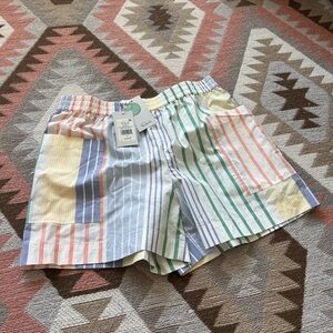 Rails White Colorful Portofino Striped Organic Cotton Blend Boxer Shorts M NWT